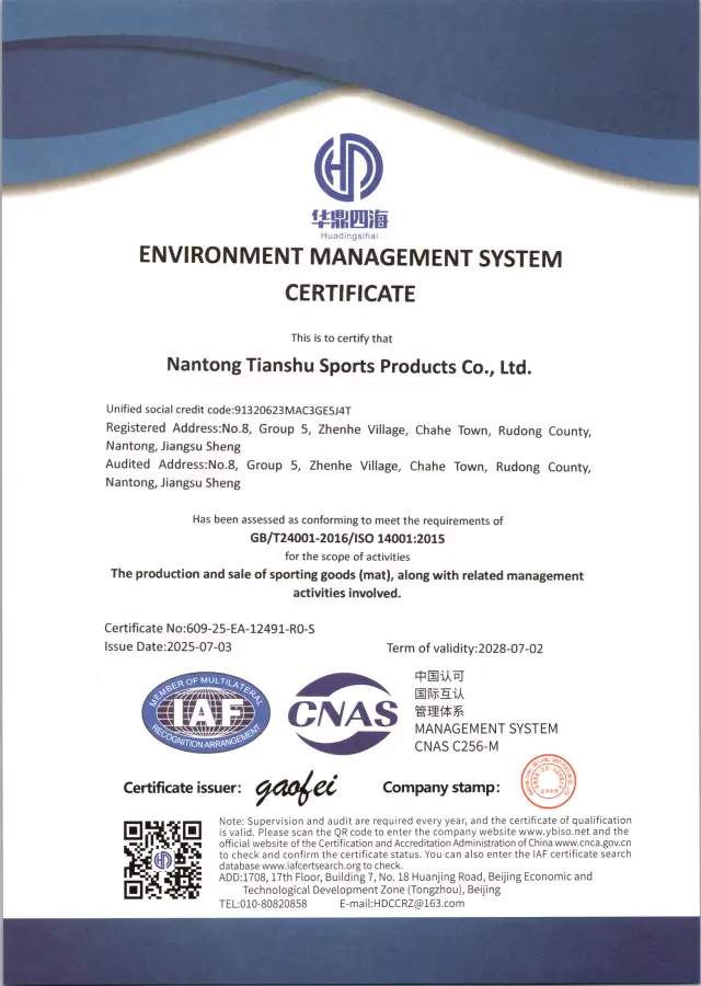 ISO 14001:2015 Environmental Management System certificate preview